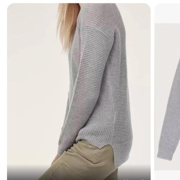 Aritzia Wilfred Free Isabelli Sweater  Waffle Grey Crew Knit Sweater - Picture 2 of 8